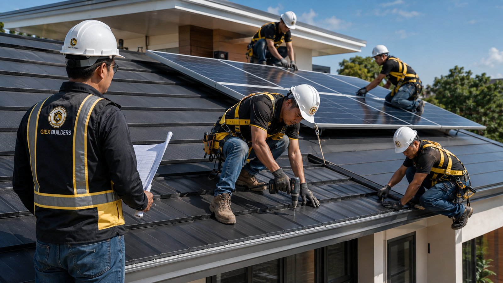 Roofing and solar installation services by GIEX Builders