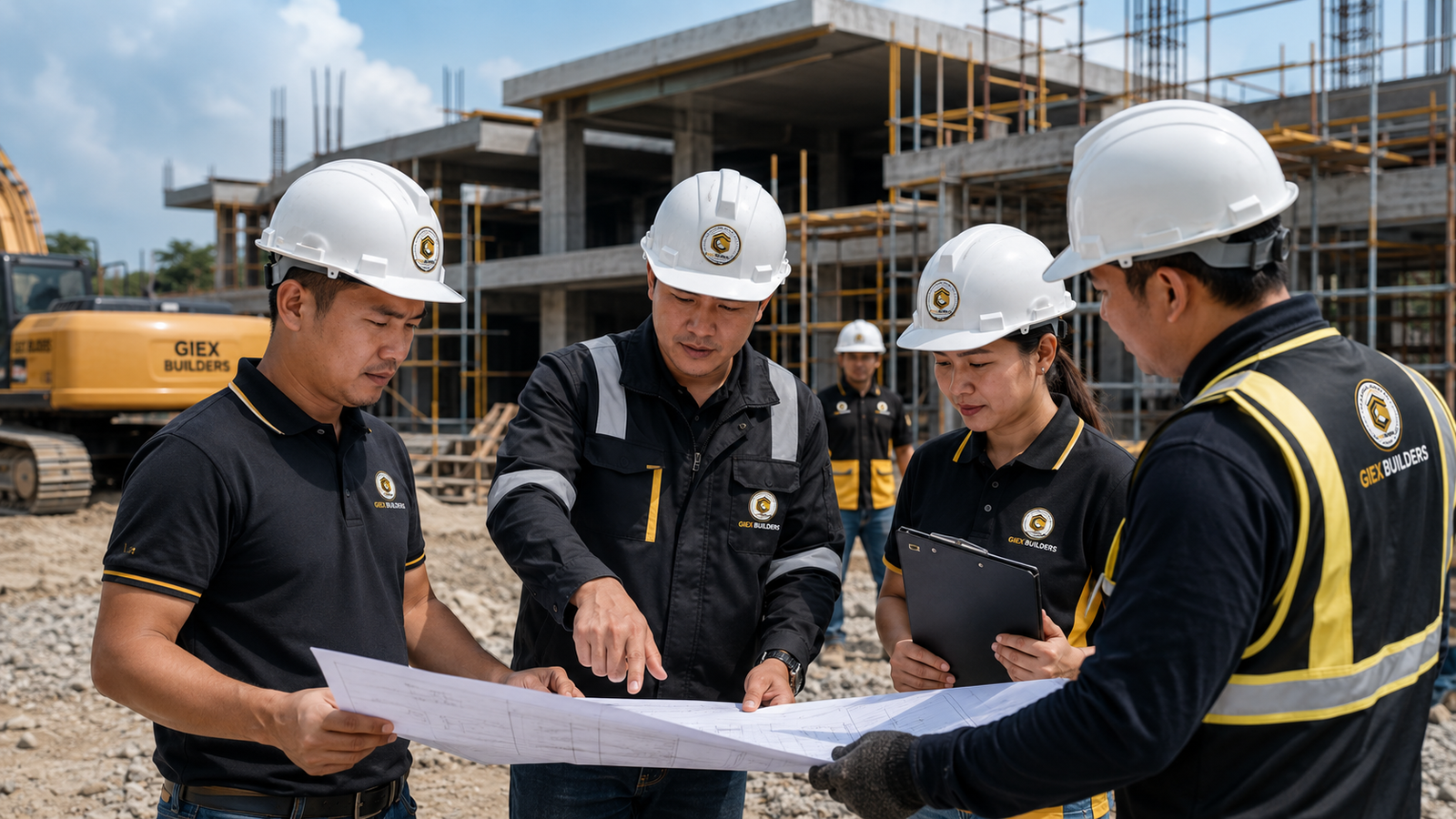 GIEX Builders team planning and coordinating a project